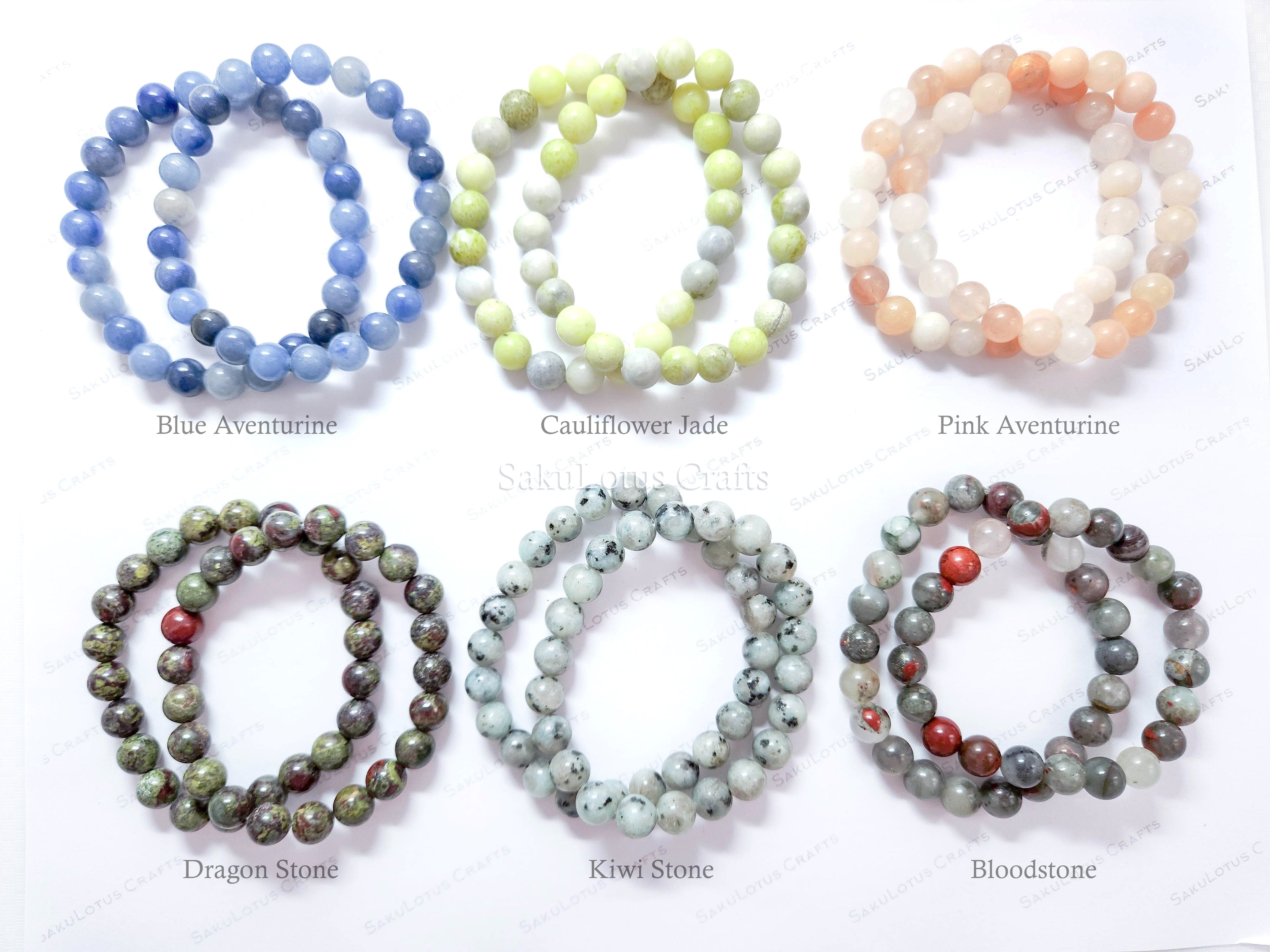 RESTOCK • Natural Crystal Stone Stretch Bracelet 6mm 8mm 10mm Round Polished Gemstone Beads Jewelry Making Supplies