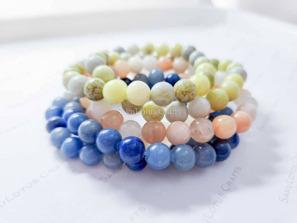 RESTOCK • Natural Crystal Stone Stretch Bracelet 6mm 8mm 10mm Round Polished Gemstone Beads Jewelry Making Supplies