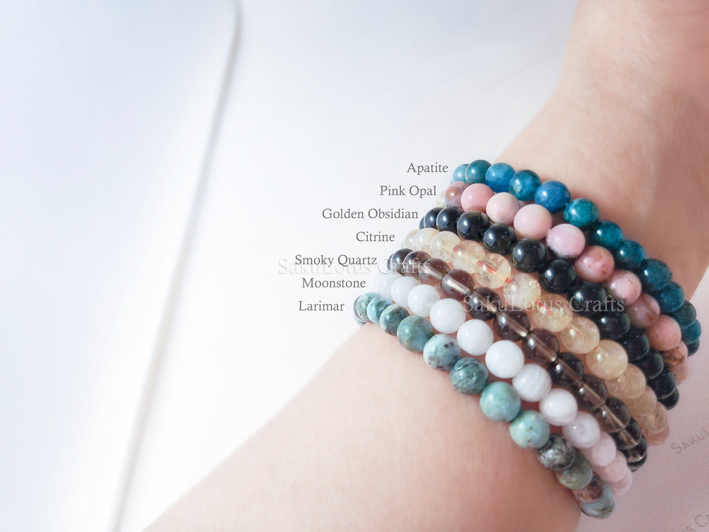 RESTOCK • Natural Crystal Stone Stretch Bracelet 6mm 8mm 10mm Round Polished Gemstone Beads Jewelry Making Supplies