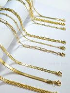 3 Bracelet Set • Choose Your Style • 14K Gold Plated Stainless Steel • Paperclip Figaro Herringbone Curb • Adjustable Bracelet Set • Jewelry Gift