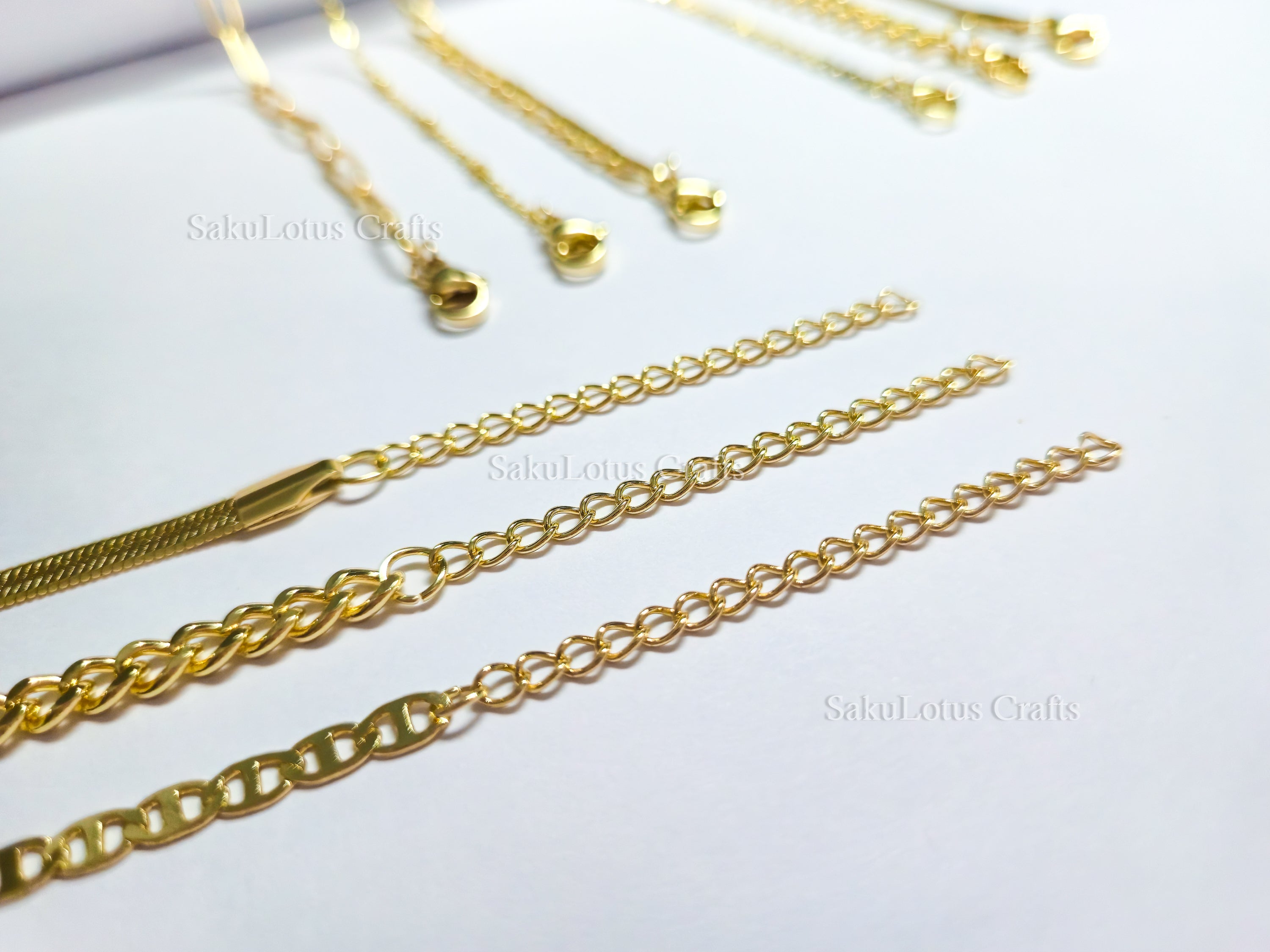 3 Bracelet Set • Choose Your Style • 14K Gold Plated Stainless Steel • Paperclip Figaro Herringbone Curb • Adjustable Bracelet Set • Jewelry Gift