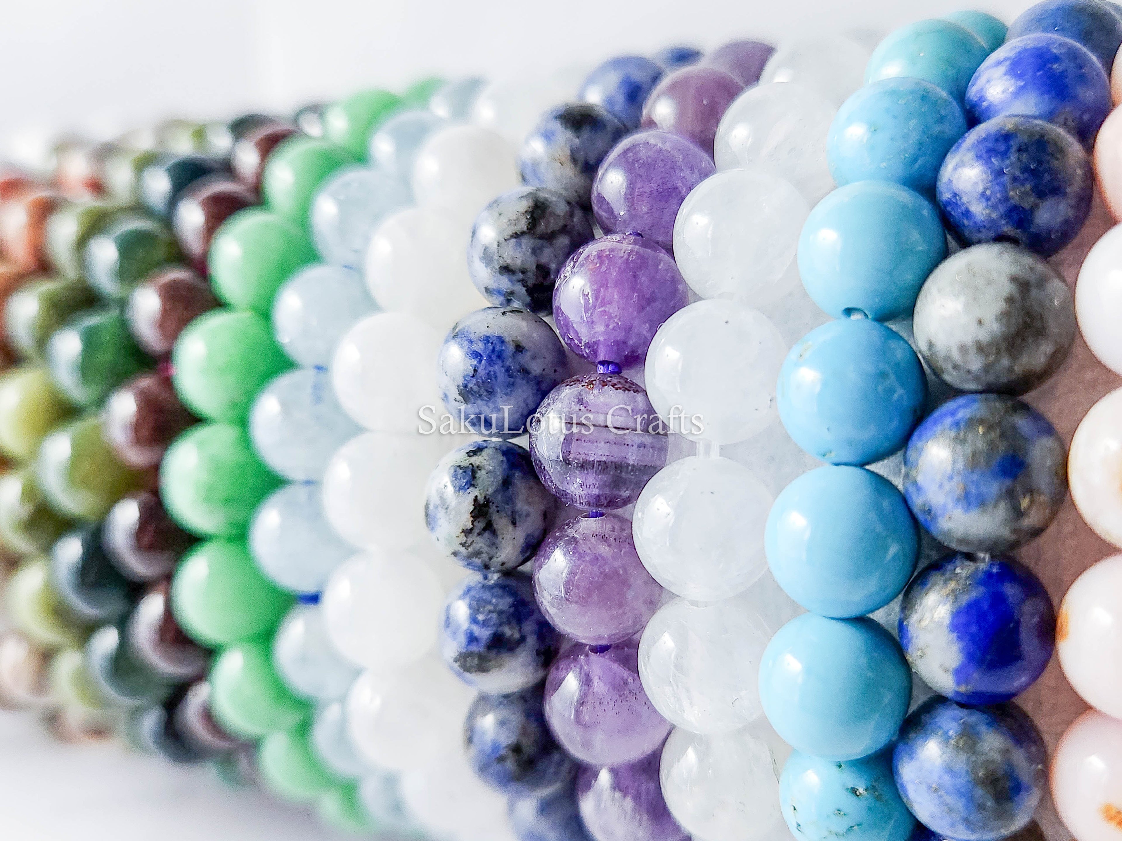 RESTOCK • Natural Crystal Stone Stretch Bracelet 6mm 8mm 10mm Round Polished Gemstone Beads Jewelry Making Supplies