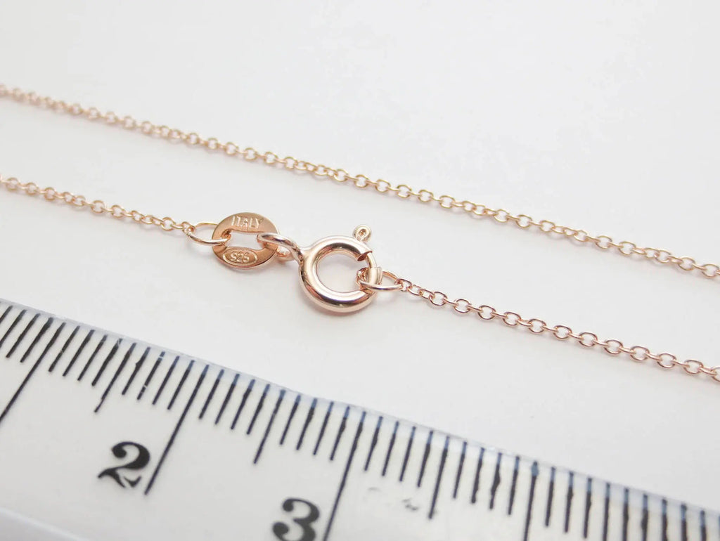 14–24" 18K Rose Gold Vermeil 925 Sterling Silver Delicate Cable Chain Necklace • 1x1.5mm Spring Clasp