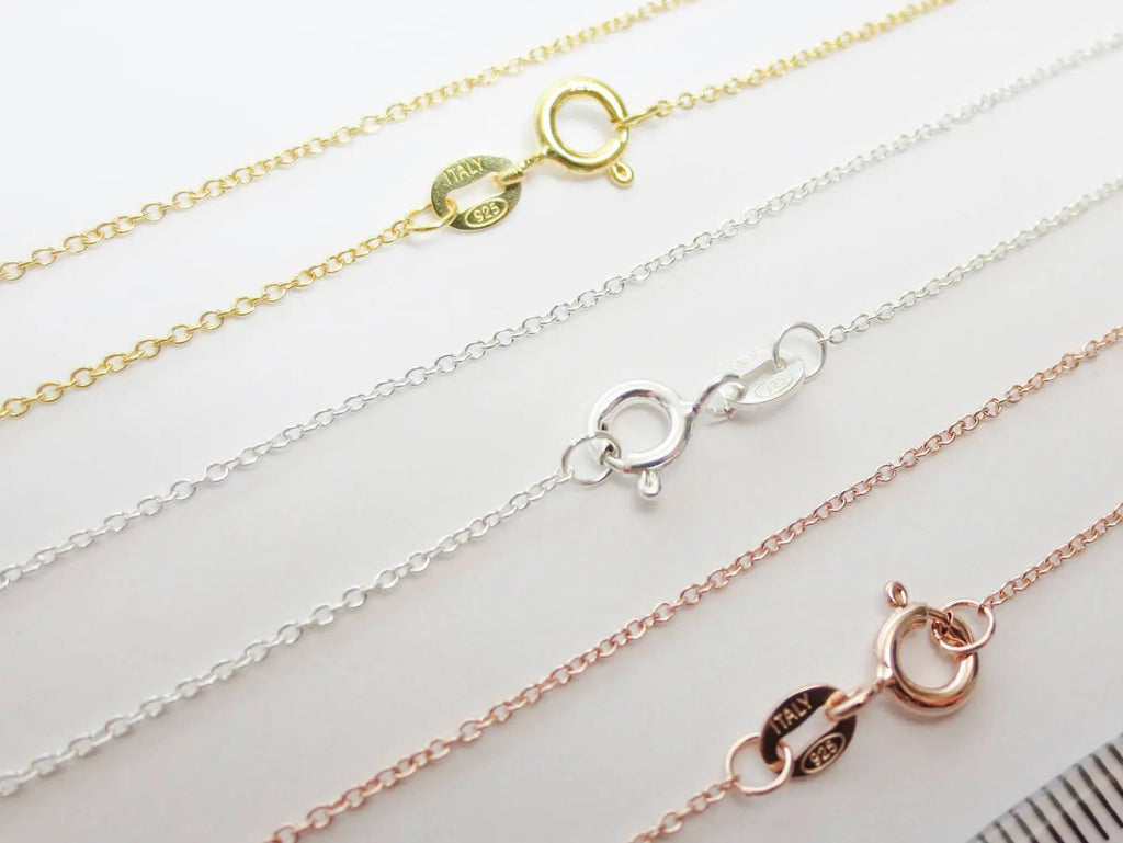 14–24" 18K Rose Gold Vermeil 925 Sterling Silver Delicate Cable Chain Necklace • 1x1.5mm Spring Clasp