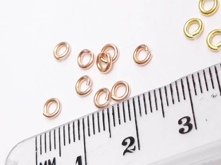20ga 3.5mm Solid 925 Sterling Silver Open Jump Rings • 18K Gold Rose Vermeil • Jewelry Making Supplies