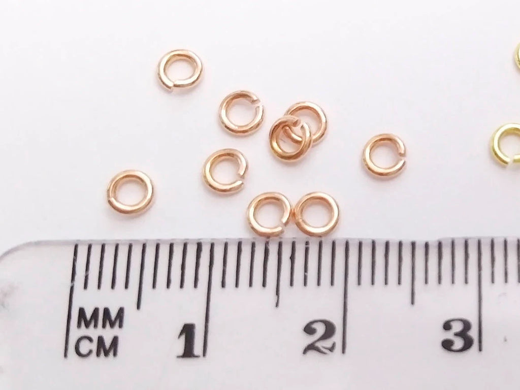 20ga 3.5mm Solid 925 Sterling Silver Open Jump Rings • 18K Gold Rose Vermeil • Jewelry Making Supplies