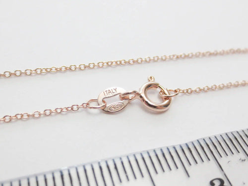14–24" 18K Rose Gold Vermeil 925 Sterling Silver Delicate Cable Chain Necklace • 1x1.5mm Spring Clasp