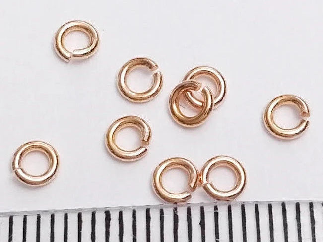 20ga 3.5mm Solid 925 Sterling Silver Open Jump Rings • 18K Gold Rose Vermeil • Jewelry Making Supplies
