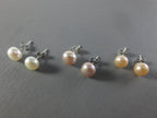 Freshwater Pearl Stud Earrings • 2mm 3mm 4mm 5mm 6mm 8mm 8.5mm • White Peach Pink Lavender Mauve • 925 Sterling Silver