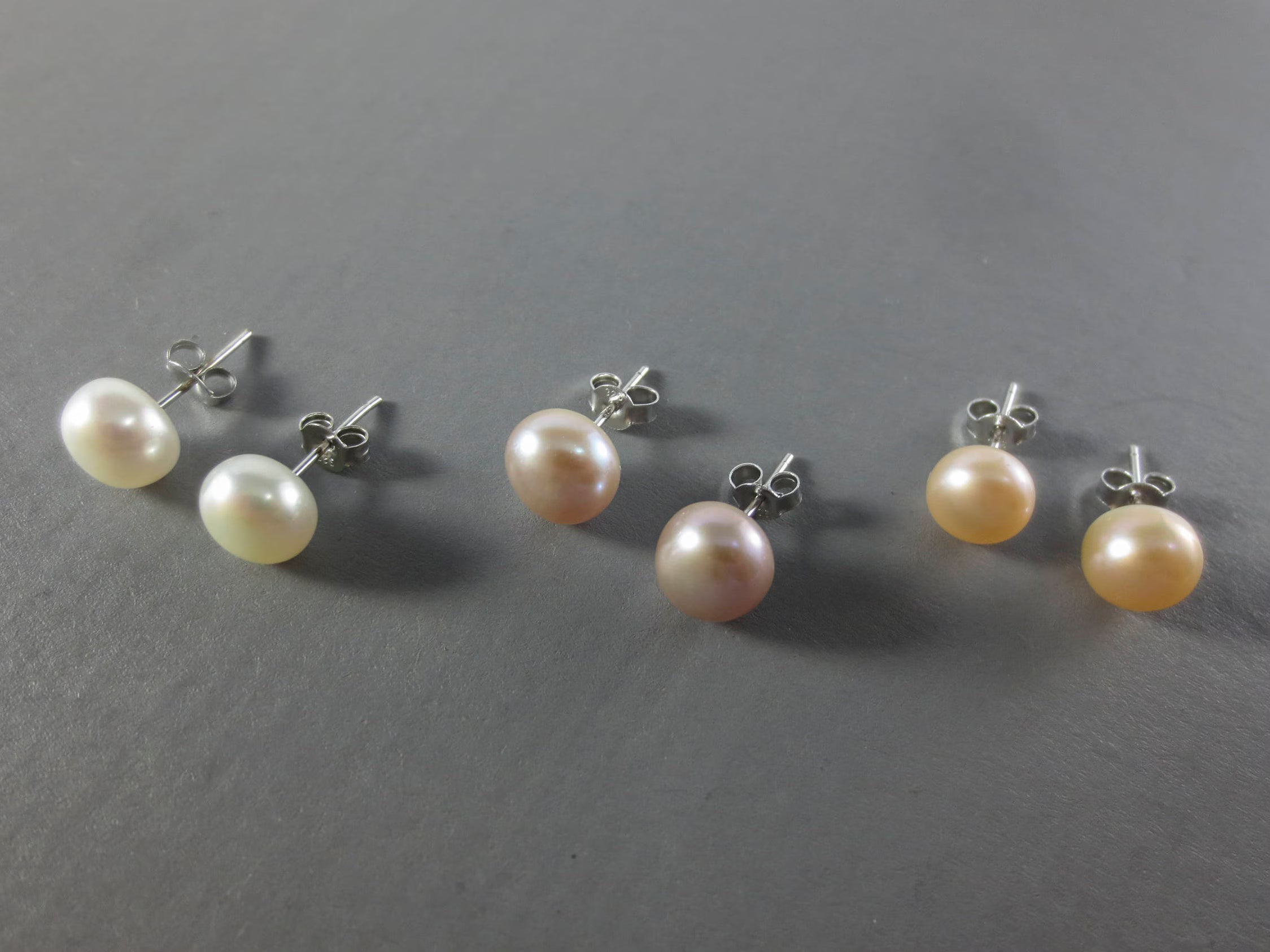 Freshwater Pearl Stud Earrings • 2mm 3mm 4mm 5mm 6mm 8mm 8.5mm • White Peach Pink Lavender Mauve • 925 Sterling Silver