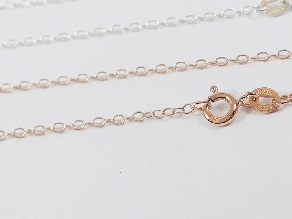 18K Rose Gold Vermeil 925 Sterling Silver Oval Cable Chain Necklace • 14" 16" 18" 20" 22" 24"