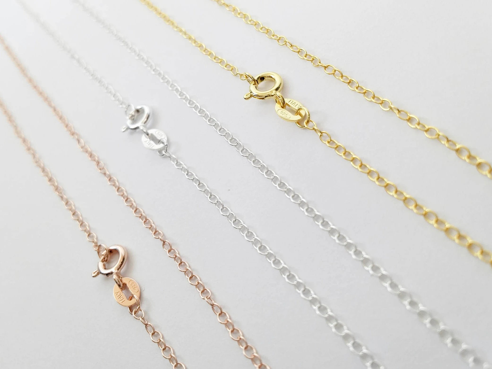 18K Rose Gold Vermeil 925 Sterling Silver Oval Cable Chain Necklace • 14" 16" 18" 20" 22" 24"