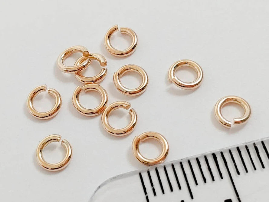 4.5mm, 5mm Solid 925 Sterling Silver Round Open Jump Rings • 18k Yellow & Rose Gold Vermeil