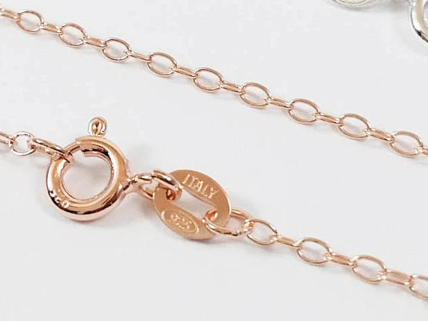 18K Rose Gold Vermeil 925 Sterling Silver Oval Cable Chain Necklace • 14" 16" 18" 20" 22" 24"