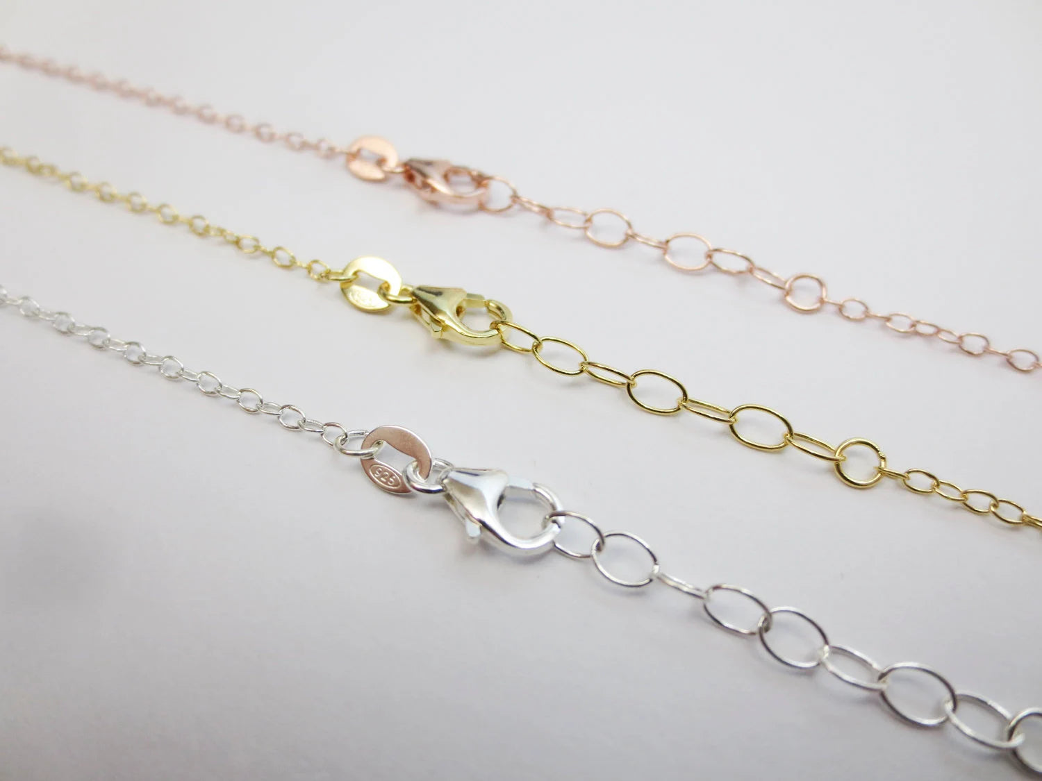 Solid 925 Sterling Silver Cable Chain Necklace • 1.7x2.2mm • 16" 18" 20" + 2" Extender • Vermeil Options