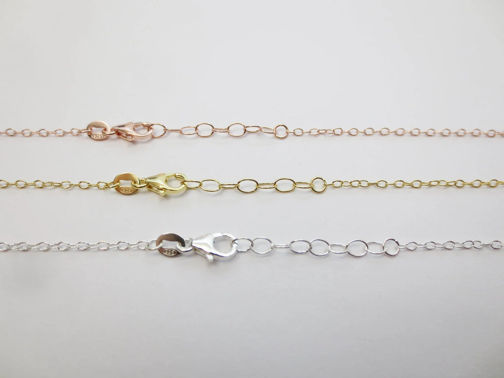Solid 925 Sterling Silver Cable Chain Necklace • 1.7x2.2mm • 16" 18" 20" + 2" Extender • Vermeil Options