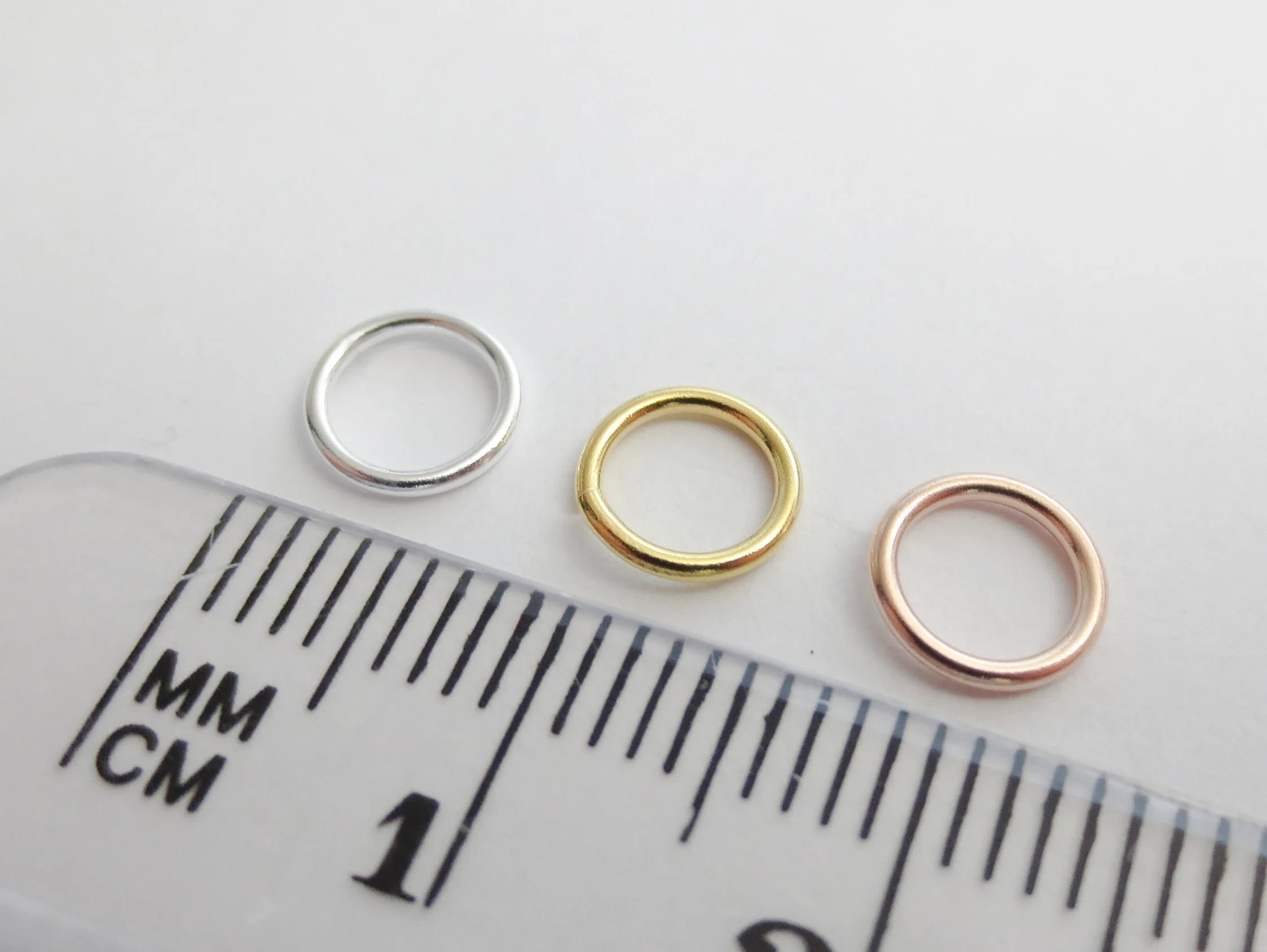 Solid 925 Sterling Silver Closed Jump Rings • 5mm 6mm 8mm 10mm • Silver Yellow Gold Rose Gold Vermeil