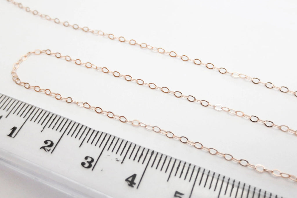 Solid 925 Sterling Silver Flat Cable Necklace Chain • Lobster Clasp • 16" 18" 20" 22" 24" • Gold Rose Vermeil