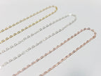 Solid 925 Sterling Silver Flat Cable Necklace Chain • Lobster Clasp • 16" 18" 20" 22" 24" • Gold Rose Vermeil
