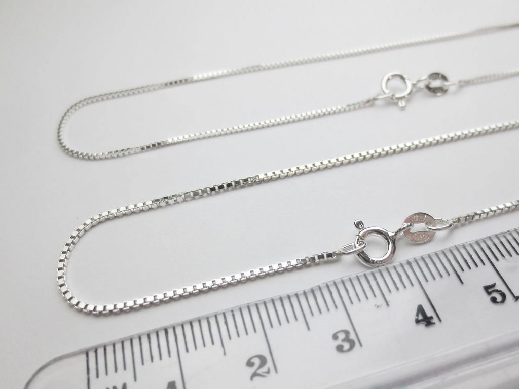 Solid 925 Sterling Silver Diamond Cut Box Chain Necklace • 0.65mm 0.75mm 1mm • Finished Spring Clasp • Italy