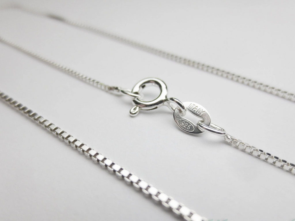Solid 925 Sterling Silver Diamond Cut Box Chain Necklace • 0.65mm 0.75mm 1mm • Finished Spring Clasp • Italy