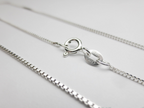 Solid 925 Sterling Silver Diamond Cut Box Chain Necklace • 0.65mm 0.75mm 1mm • Finished Spring Clasp • Italy