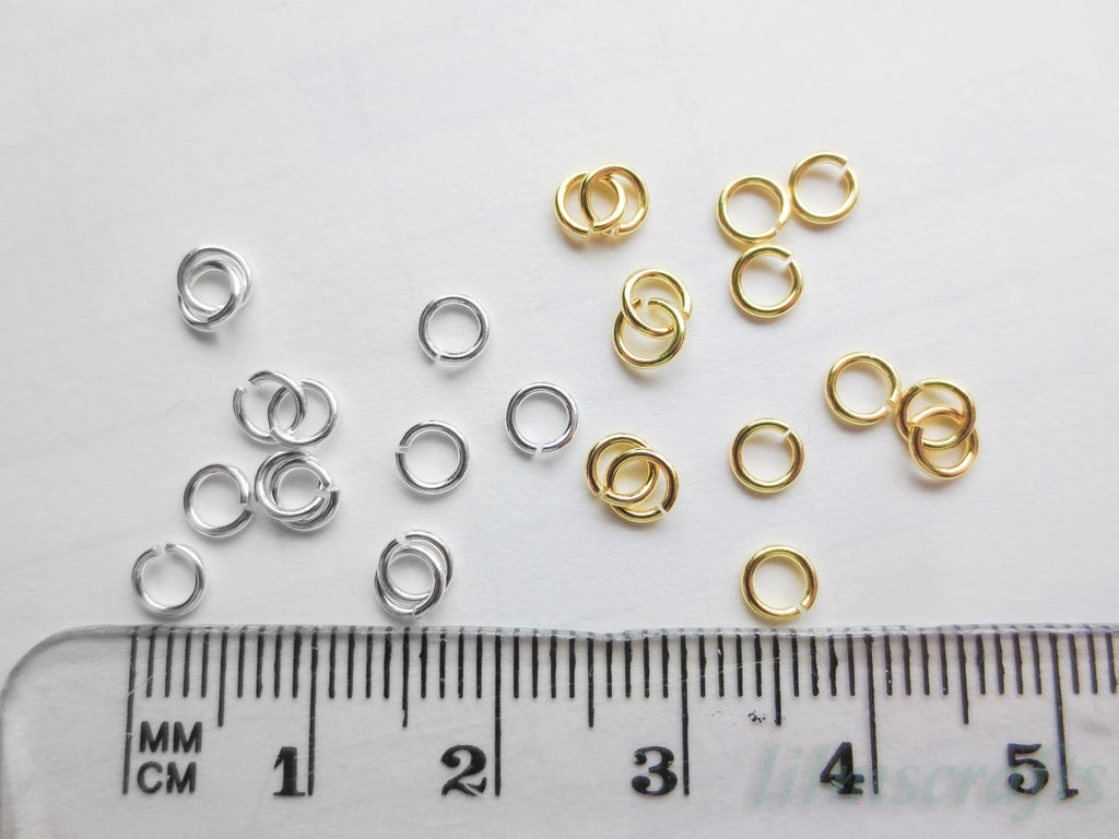 4mm 21ga 0.7mm Solid 925 Sterling Silver Open Jump Rings • Gold Rose Silver • Jewelry Making Supplies DIY