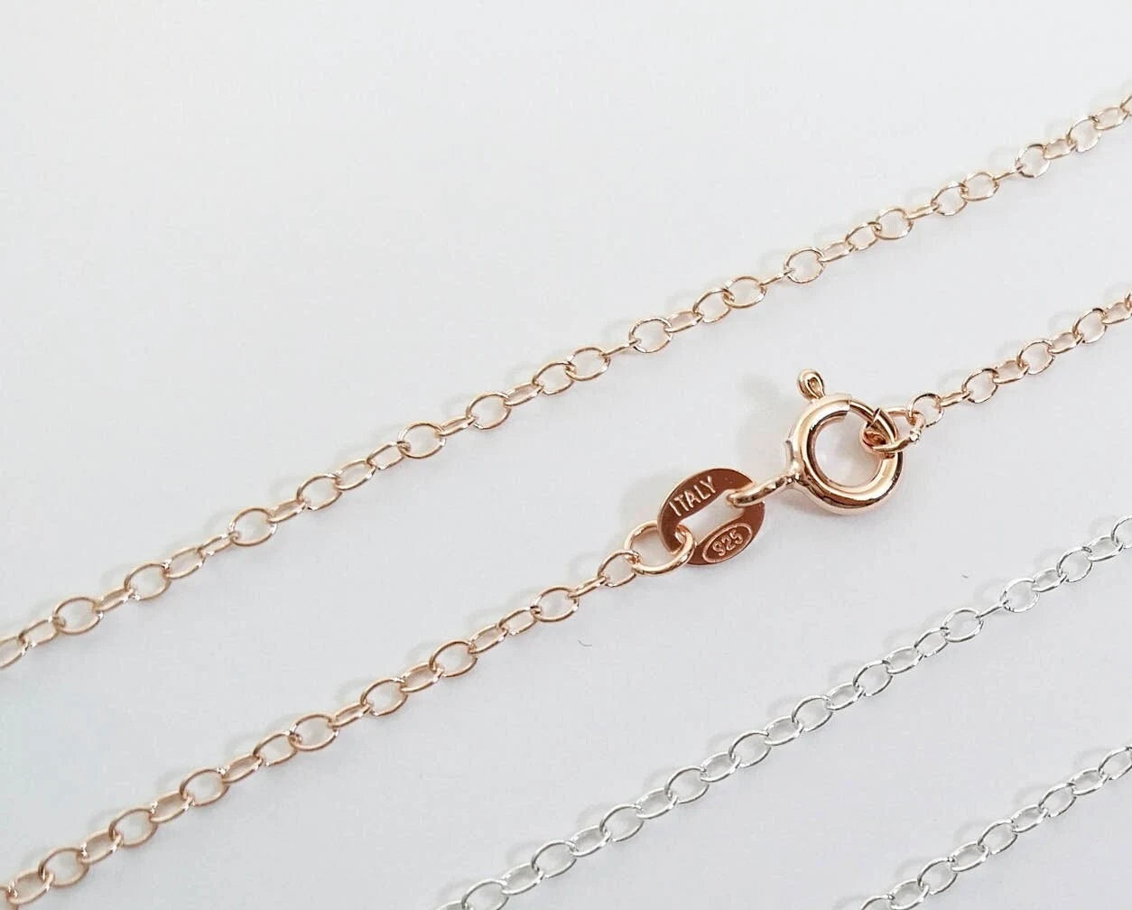 18K Rose Gold Vermeil 925 Sterling Silver Oval Cable Chain Necklace • 14" 16" 18" 20" 22" 24"