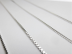 Solid 925 Sterling Silver Diamond Cut Box Chain Necklace • 0.65mm 0.75mm 1mm • Finished Spring Clasp • Italy