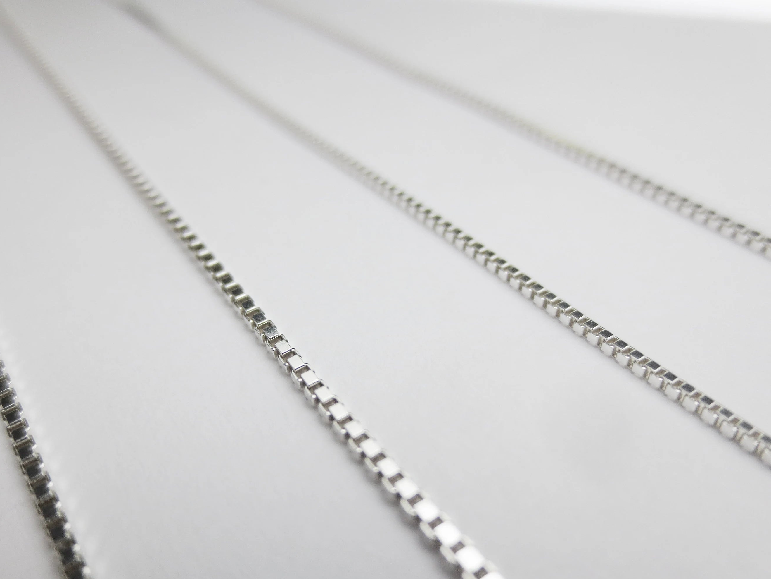 Solid 925 Sterling Silver Diamond Cut Box Chain Necklace • 0.65mm 0.75mm 1mm • Finished Spring Clasp • Italy