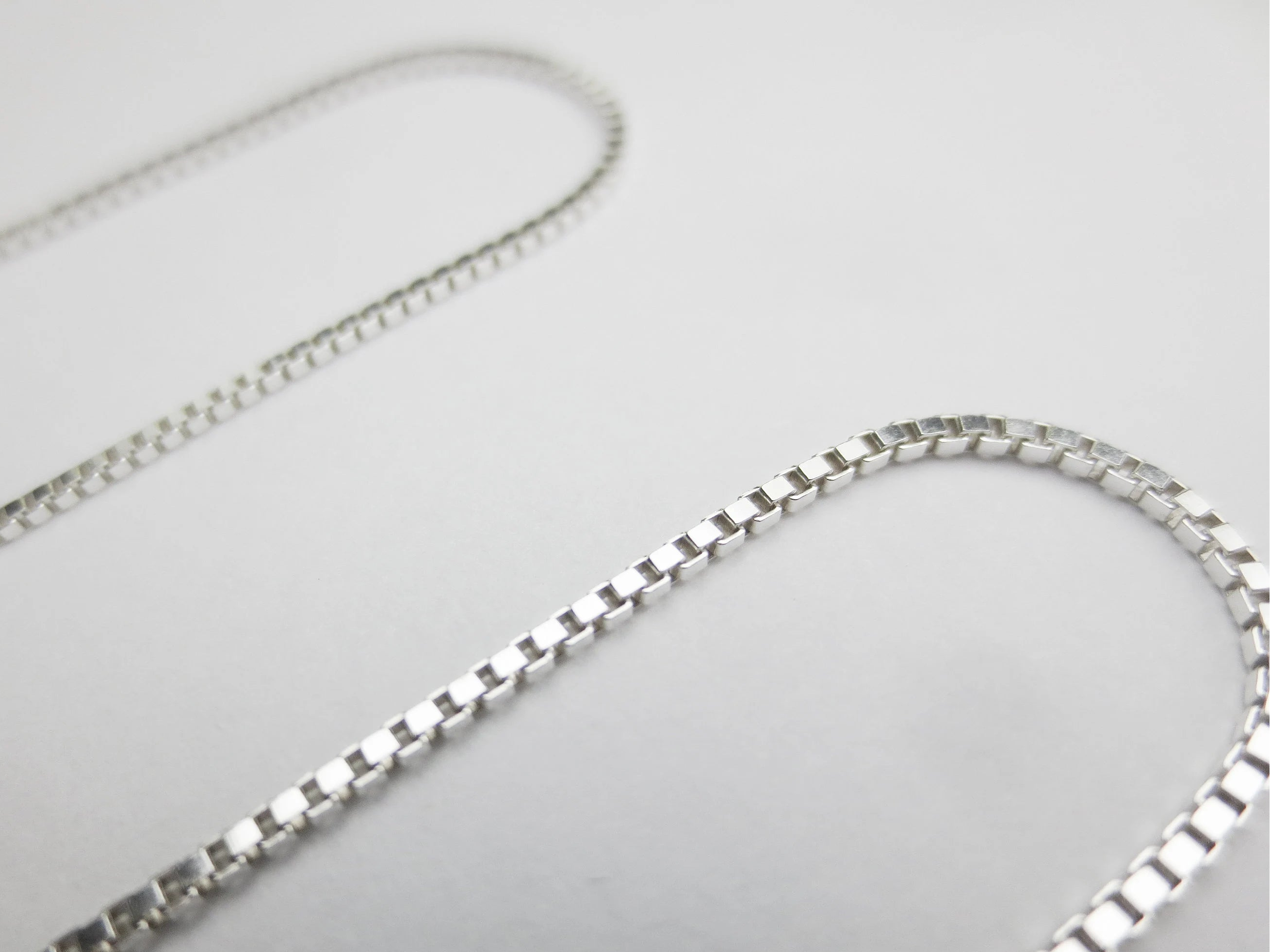 Solid 925 Sterling Silver Diamond Cut Box Chain Necklace • 0.65mm 0.75mm 1mm • Finished Spring Clasp • Italy