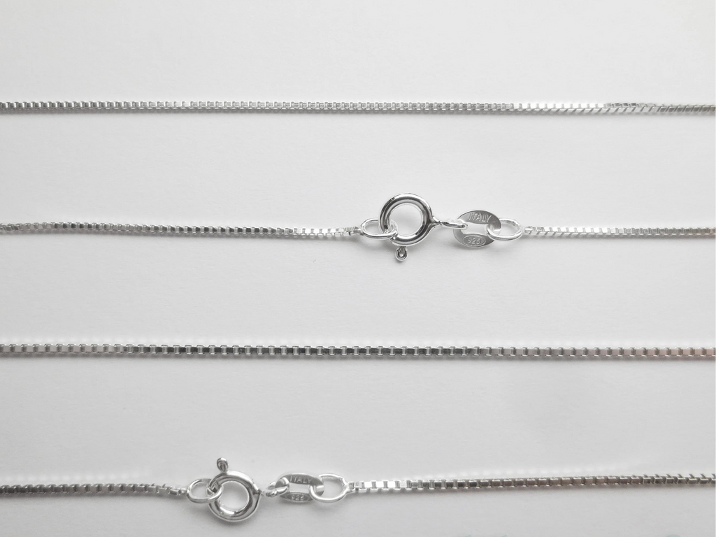 Solid 925 Sterling Silver Diamond Cut Box Chain Necklace • 0.65mm 0.75mm 1mm • Finished Spring Clasp • Italy