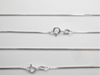 Solid 925 Sterling Silver Diamond Cut Box Chain Necklace • 0.65mm 0.75mm 1mm • Finished Spring Clasp • Italy
