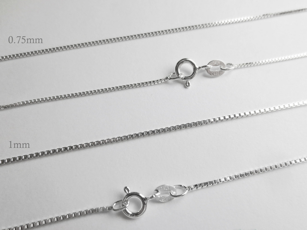 Solid 925 Sterling Silver Diamond Cut Box Chain Necklace • 0.65mm 0.75mm 1mm • Finished Spring Clasp • Italy