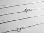 Solid 925 Sterling Silver Diamond Cut Box Chain Necklace • 0.65mm 0.75mm 1mm • Finished Spring Clasp • Italy