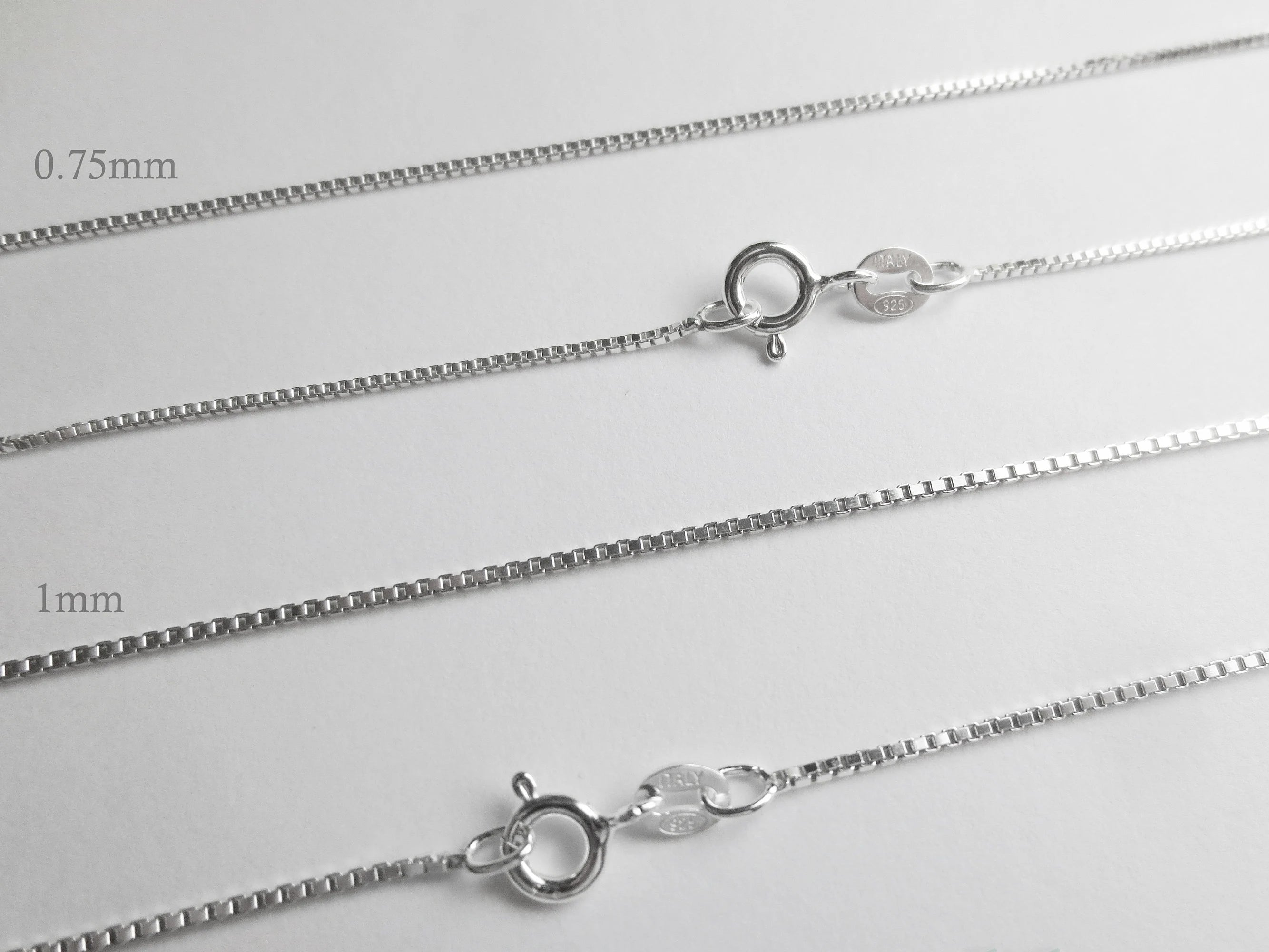 Solid 925 Sterling Silver Diamond Cut Box Chain Necklace • 0.65mm 0.75mm 1mm • Finished Spring Clasp • Italy