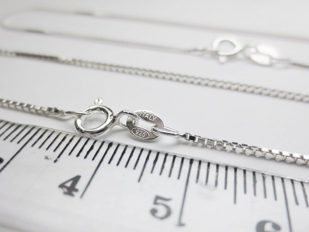 Solid 925 Sterling Silver Diamond Cut Box Chain Necklace • 0.65mm 0.75mm 1mm • Finished Spring Clasp • Italy