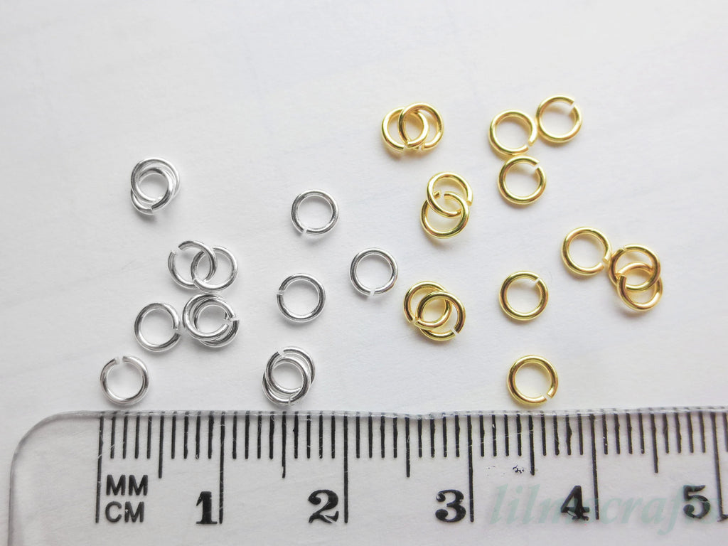 4mm 21ga 0.7mm Solid 925 Sterling Silver Open Jump Rings • Gold Rose Silver • Jewelry Making Supplies DIY