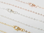 Solid 925 Sterling Silver Flat Cable Necklace Chain • Lobster Clasp • 16" 18" 20" 22" 24" • Gold Rose Vermeil