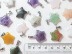 RESTOCK Natural Stone Crystal Star Pendant • 20mm Gemstone Charm • Silver Gold Rose Gold Stainless Steel • Jewelry Making Supplies