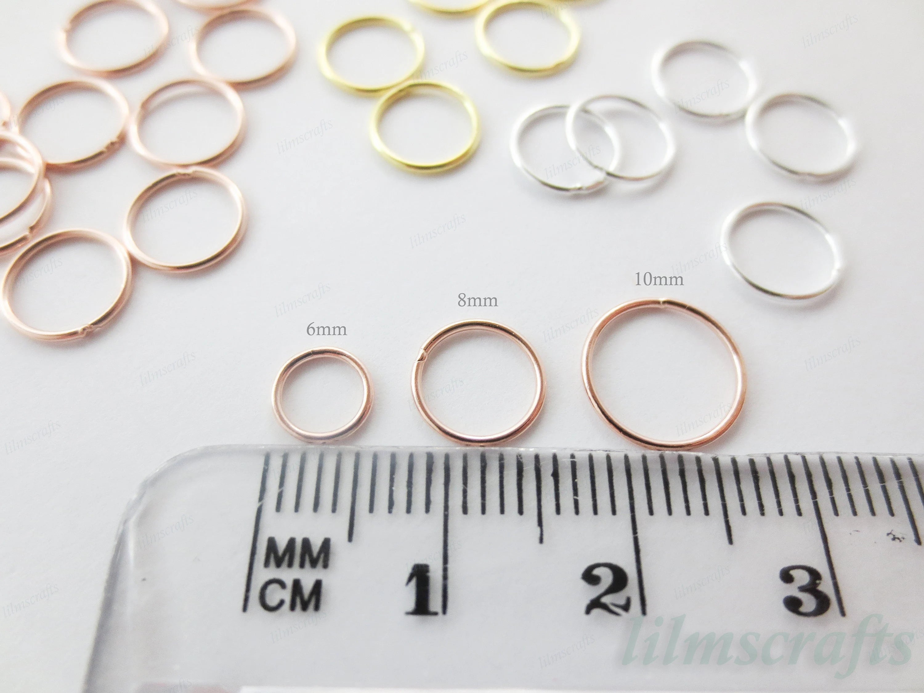 Solid 925 Sterling Silver Closed Jump Rings • 5mm 6mm 8mm 10mm • Silver Yellow Gold Rose Gold Vermeil