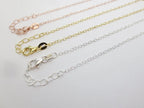 Solid 925 Sterling Silver Cable Chain Necklace • 1.7x2.2mm • 16" 18" 20" + 2" Extender • Vermeil Options