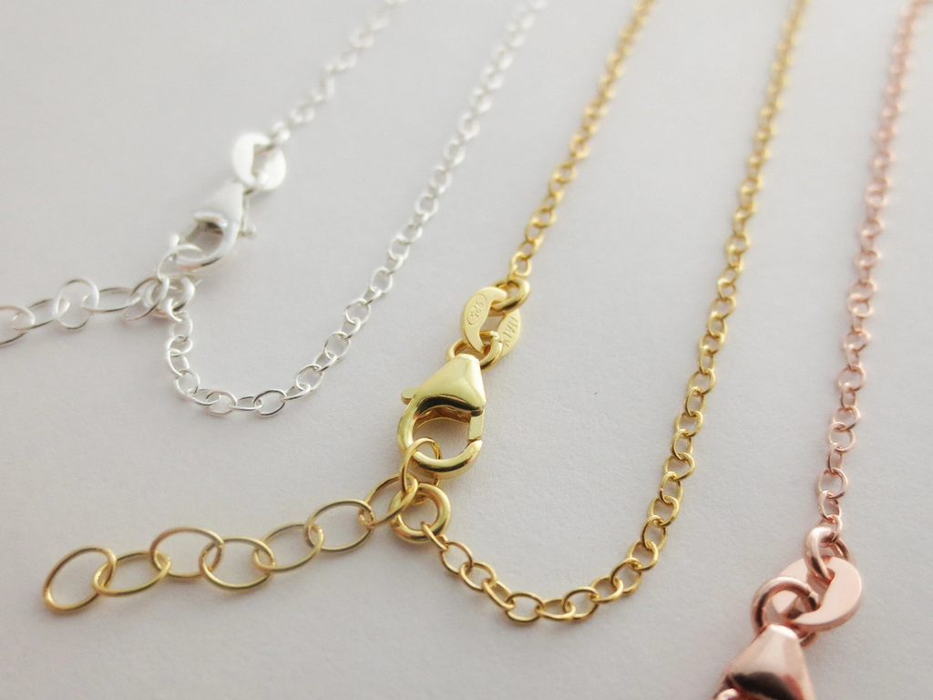 Solid 925 Sterling Silver Cable Chain Necklace • 1.7x2.2mm • 16" 18" 20" + 2" Extender • Vermeil Options