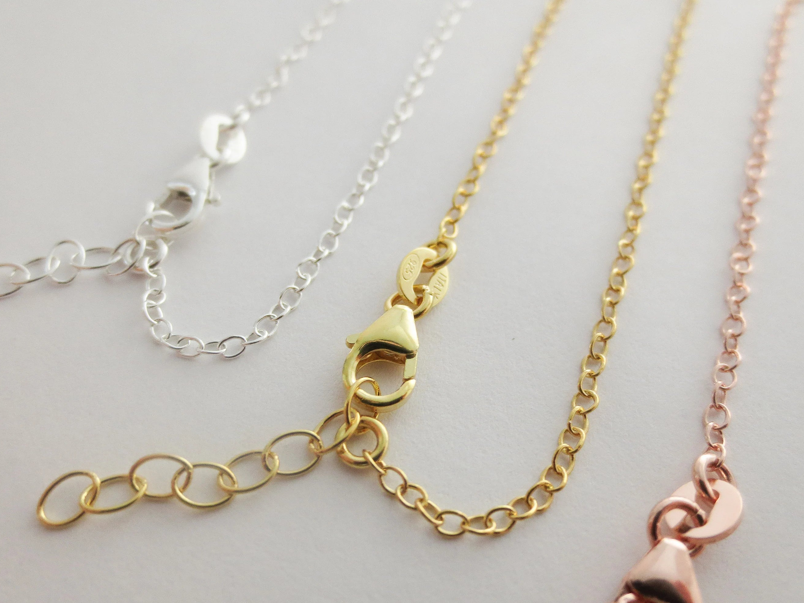 Solid 925 Sterling Silver Cable Chain Necklace • 1.7x2.2mm • 16" 18" 20" + 2" Extender • Vermeil Options