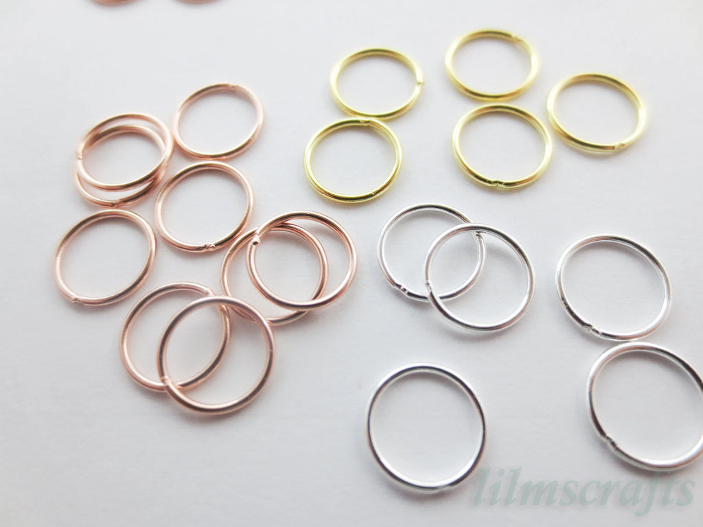 Solid 925 Sterling Silver Closed Jump Rings • 5mm 6mm 8mm 10mm • Silver Yellow Gold Rose Gold Vermeil