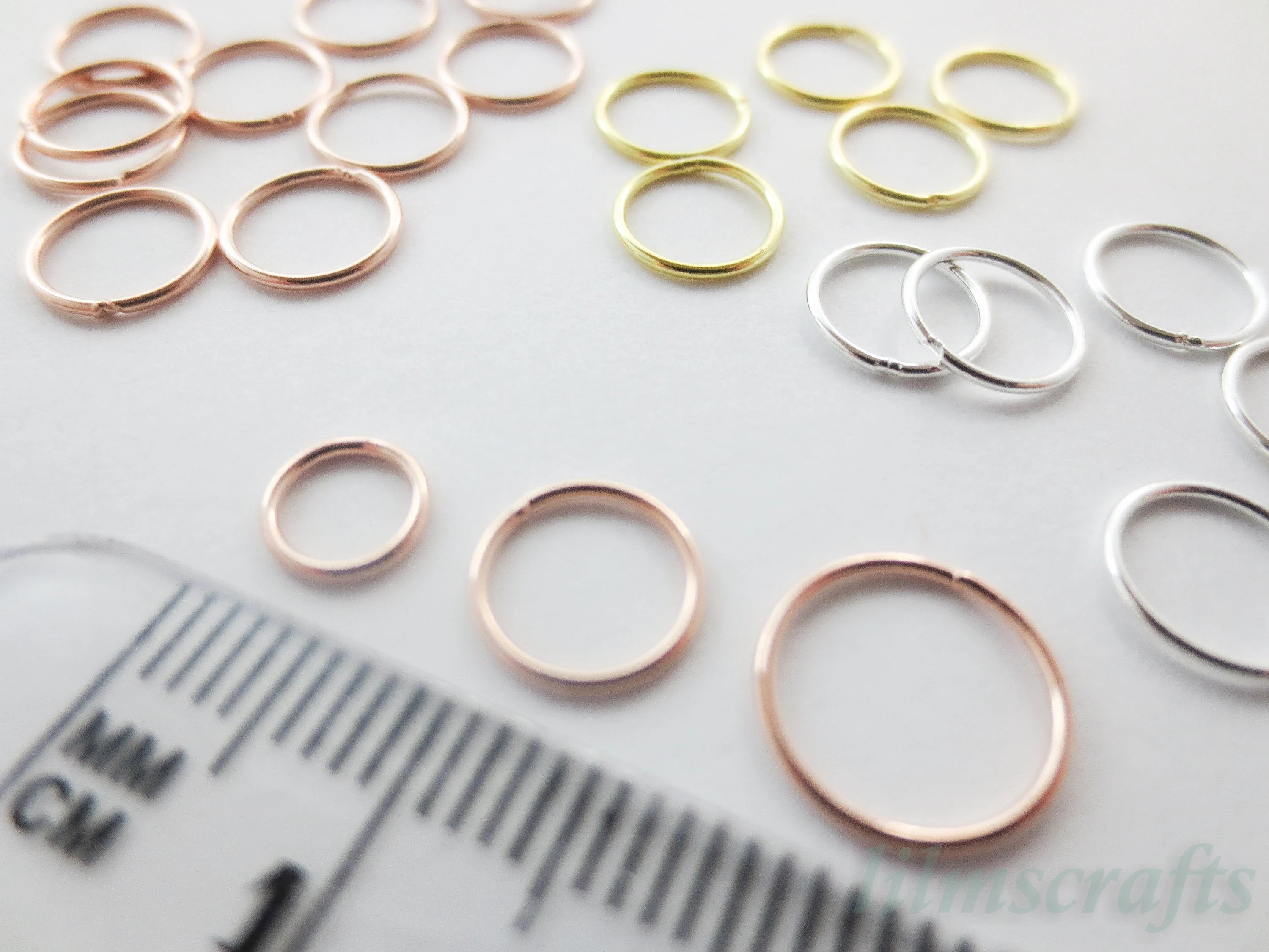 Solid 925 Sterling Silver Closed Jump Rings • 5mm 6mm 8mm 10mm • Silver Yellow Gold Rose Gold Vermeil