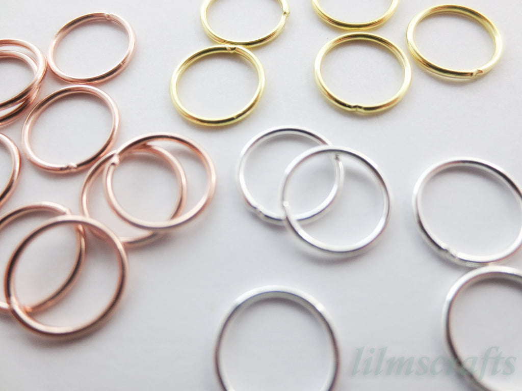 Solid 925 Sterling Silver Closed Jump Rings • 5mm 6mm 8mm 10mm • Silver Yellow Gold Rose Gold Vermeil