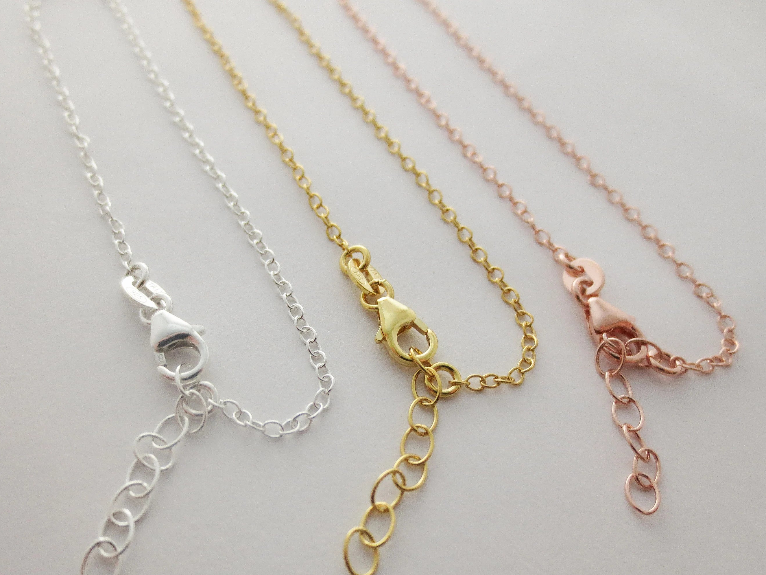 Solid 925 Sterling Silver Cable Chain Necklace • 1.7x2.2mm • 16" 18" 20" + 2" Extender • Vermeil Options