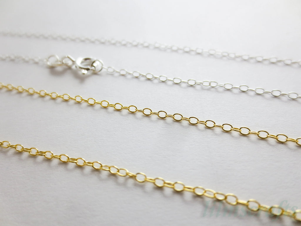 Solid 925 Sterling Silver Oval Cable Necklace • 1.5x2mm • 14"–24" • Silver Yellow Gold Rose Gold Vermeil