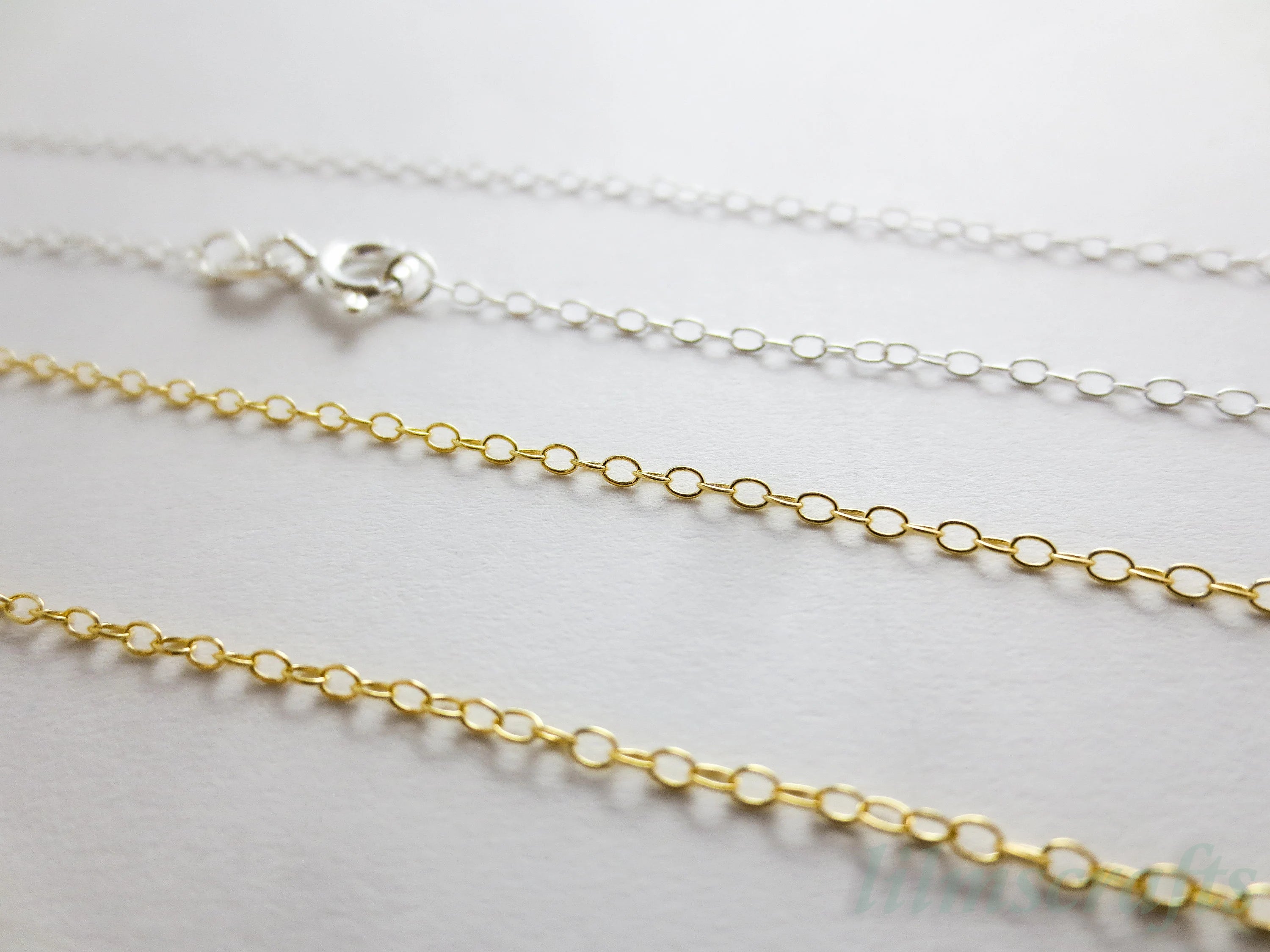 Solid 925 Sterling Silver Oval Cable Necklace • 1.5x2mm • 14"–24" • Silver Yellow Gold Rose Gold Vermeil